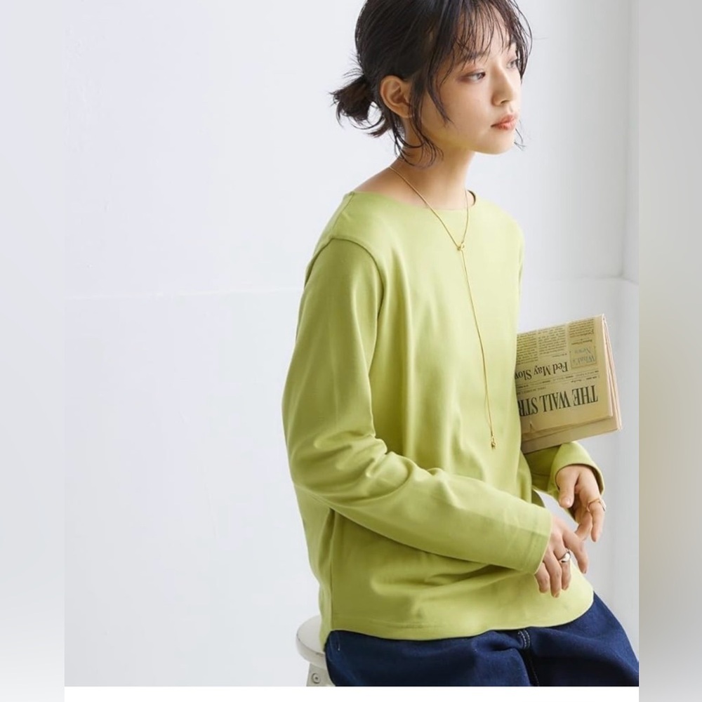 Chicos Size 2 (L) Lime Green Cashmere Blend Knit Pullover Sweater